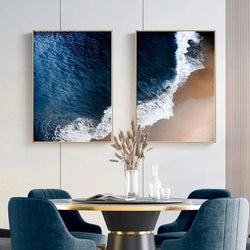 Blue Ocean Wave Wall Art Modern Landscape Canvas Painting Beach Posters and Prints Seascape Pictures for Living Room Home Decor