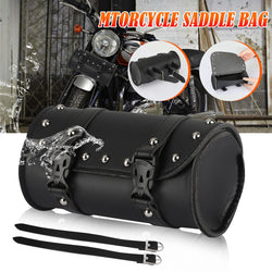 Motorcycle Saddle Bag, TSV 2/1pcs PU Leather Motorcycle Storage Bag with Rivet, Waterproof Saddlebags with 2 Buckle Straps