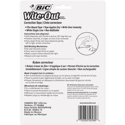 BIC Wite-Out Brand EZ Correct Correction Tape, White Tape, Applies Dry For Instant Fixes, Colorful Dispensers, 4 Count