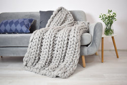Chunky knit blanket, Knit blanket, Giant throw, Arm knitting, Chunky yarn, Stripped merino blanket, Home decor, Boho, Christmas present gift