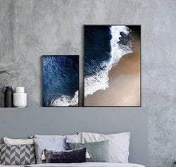 Blue Ocean Wave Wall Art Modern Landscape Canvas Painting Beach Posters and Prints Seascape Pictures for Living Room Home Decor