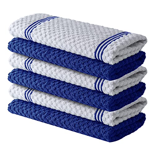 Premium Kitchen Towels – Pack of 6, 100% Cotton 15 x 25 Inches Absorbent Dish Towels