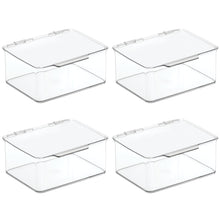 mDesign Plastic Stackable Home, Office Supplies Storage Box, Lid, 4 Pack - Clear