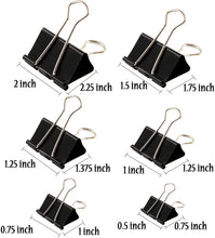 Binder Clips Paper Clamp for Paper-130 Pcs Clips Paper Binder Assorted Sizes (Black)