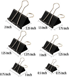 Binder Clips Paper Clamp for Paper-130 Pcs Clips Paper Binder Assorted Sizes (Black)