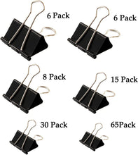 Binder Clips Paper Clamp for Paper-130 Pcs Clips Paper Binder Assorted Sizes (Black)