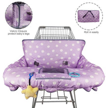 Shopping Cart Cover for Baby boy Girl, Multi-in-1 Cart Covers for Babies, Infant High Chair Cover, Machine Washable, X-Large Grocery cart seat Cushion Cover, Purple dot