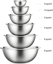 Stainless Steel Mixing Bowls (Set of 6) Stainless Steel Mixing Bowl Set - Easy To Clean, Nesting Bowls for Space Saving Storage, Great for Cooking, Baking, Prepping