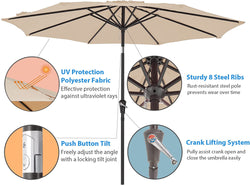 MUCHENGHY Patio Market Umbrellas 9ft UV Protection Large Outdoor Umbrella Sunbrella