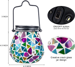 Mosaic Solar Light Outdoor Hanging Lantern - Butterfly Theme