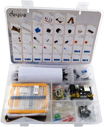 DEYUE 458 Electronic Starter Fun Kit for Arduino Raspberry Pi | Basic Electronics Components Starter Kit | Power Supply Module, Jumper Wire, Great range of Resistors, Breadboard 400 Tie-Point
