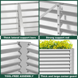 6x3x2ft Galvanized Metal Raised Garden Bed for Vegetables, Outdoor Garden Raised Planter Box