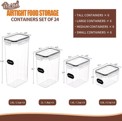 Airtight Food Storage Containers Set with Lids - 24 PCS, BPA Free Kitchen and Pantry Organization