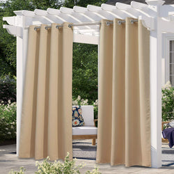 Outdoor Curtains for Patio Waterproof 95 inch Length,Stainless Steel Grommet Indoor/Outdoor Curtains for Terrace, Biscotti Beige, 1 Panel, W52 x L95