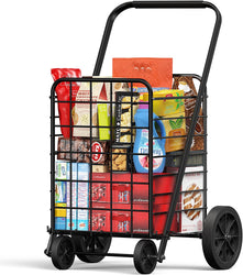 Grocery Cart with Wheels, Heavy Duty Foldable Lightweight Shopping Cart, 176lb Large Capacity Shop Cart for Groceries, Laundry, Pantry, Garage by AMADA HOMEFURNISHING-AMTUC2