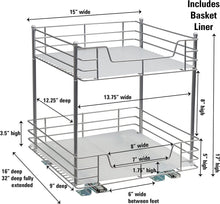 Household Essentials Nickel Glidez 2 Tier Pantry Pull Out Organizer | 15 Inch Wide, 15"