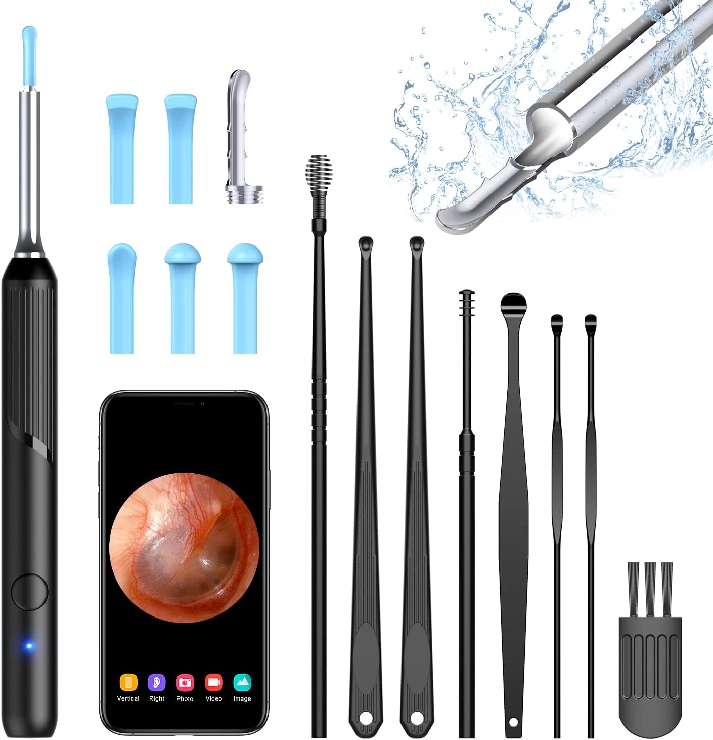 Ear Wax Removal Tool, Ear Cleaner with 1080P Camera, Ear Cleaning Kit with 8 Pcs Ear Set, Earwax Remover with Light, Endoscope with 5 Auxiliary Accessories, Otoscope for iPhone, iPad, Android Phones