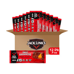 Jack Link's Beef Jerky Bars, Sweet Habanero, 12 Count - 7g of Protein and 80 Calories Per Protein Bar, Made with Premium Beef, No added MSG - Keto Friendly and Gluten Free Snacks (Packaging May Vary)