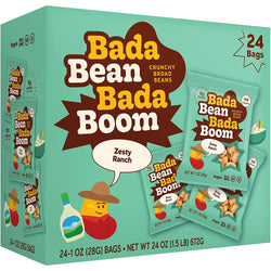 Enlightened Bada Bean Bada Boom - Plant-Based Protein, Gluten Free, Vegan, Crunchy Roasted Broad (Fava) Bean Snacks, 110 Calories per Serving, Ranch, 1 oz, 24 Pack