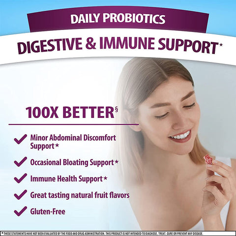 Daily Probiotic Gummies for Digestive Health & Gut Health, Digestive Advantage Probiotics for Men and Women (2x90 Count Bottles) - Superfruit Flavor