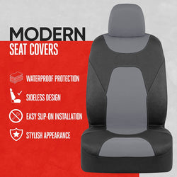 Motor Trend AquaShield Car Seat Covers for Front Seats, Gray – Two-Tone Waterproof Seat Covers for Cars,Interior Covers for Auto Truck Van SUV