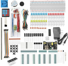 DEYUE 398 Electronic Starter Fun Kit Bundle | Basic Electronics Components Starter Kit | for Arduino, Raspberry Pi, STM32 | Power Supply Module, Power Adaptor, Jumper Wire