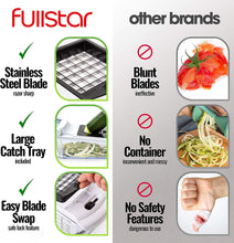 Fullstar Vegetable Chopper - Spiralizer Vegetable Slicer - Onion Chopper with Container - Pro Food Chopper - Black Slicer Dicer Cutter - 4 Blades