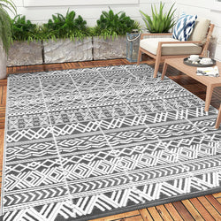 Outdoor Rug Carpet for Patio 6x9ft Waterproof Reversible Portable Plastic Straw Rug Outside Indoor Outdoor Area Rug Mat Picnic Geometric Boho Rug