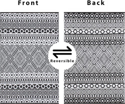 Premium Stain Proof Rain Proof Lightweight Reversible Plastic Outdoor Rug (8x10, Black/White)