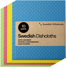 Swedish Wholesale Swedish Dish Cloths - 10 Pack Reusable, Absorbent Hand Towels for Kitchen, Counters & Washing Dishes - Cellulose Sponge Cloth - Eco Friendly Gifts - Assorted