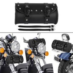 Motorcycle Saddle Bag, TSV 2/1pcs PU Leather Motorcycle Storage Bag with Rivet, Waterproof Saddlebags with 2 Buckle Straps