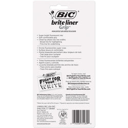 BIC Brite Liner Grip Highlighter Pocket Chisel Tip 5-Pack Blister Yellow