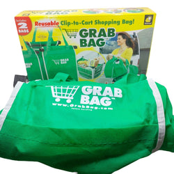 3 Grab Bag Reusable Shopping Grocery Bags Clip-to-Cart Innovative Design