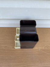 Vintage MID-CENTURY PLASTIC DESK ORGANIZER PEN HOLDER CADDY PAPER CLIPS Brown