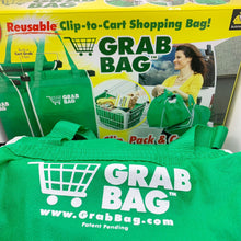 3 Grab Bag Reusable Shopping Grocery Bags Clip-to-Cart Innovative Design