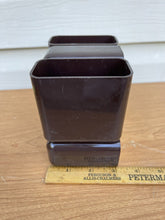 Vintage MID-CENTURY PLASTIC DESK ORGANIZER PEN HOLDER CADDY PAPER CLIPS Brown